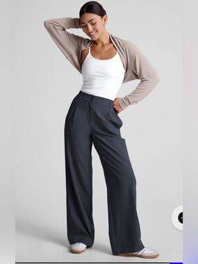 Beyond Yoga Status Wide-Leg Trouser Navy Short Length S